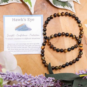 Hawk&#39;s Eye Bracelet / Round Beads 6mm High Grade Quality Genuine Natural Gemstone Stone Beaded Jewelry Men Women Crystal Bead Gem Blue Tiger