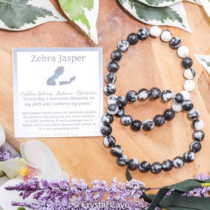 Zebra Jasper Bracelet / Round Beads 8mm High Grade Quality Genuine Natural Gemstone Stone Beaded Jewelry Men Women Crystal Bead Gem