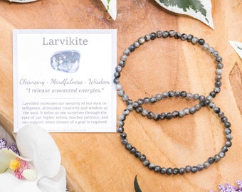 Larvikite Bracelet / Round Beads 4mm High Grade Quality Genuine Natural Gemstone Stone Beaded Jewelry Men Women Crystal Bead Gem Rock