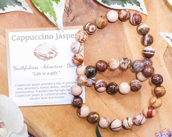 ELEDORO Vero braccialetto di perle di diaspro – Braccialetto elasticizzato con perle di gemma da 6 mm – gioiello fatto a mano, Vera gemma di diaspro Fancy, Diaspro elegante
