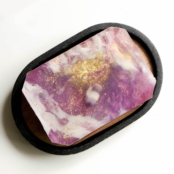 Amethyst Crystal Soap Bar Celestial Dream / Lavender, Magnolia & Lemongrass scented / February Birthstone Gemstone Soap / Vegan Soap Healing