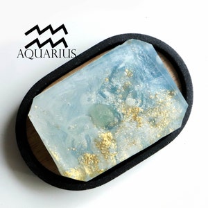 Aquamarine Crystal Soap - Aquarius Zodiac Soap / Mountain Lavender, Ylang Ylang & Lime essential oil / Constellation Gift January February