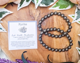 Pyrit Ädelstensarmband / 8mm Runda Stenpärlor Smycken Stenar Natursten Stretchbollsarmband Powerbeads Herr Kvinnor Ädelstenar