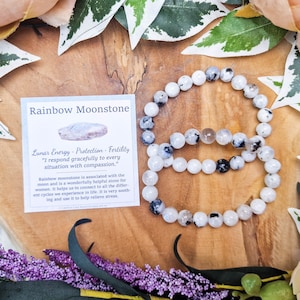 Rainbow Moonstone Bracelet / Round Beads 8mm High Grade Quality Genuine Natural Gemstone Stone Beaded Jewelry Men Women Crystal Bead Moon