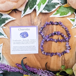 Charoite Bracelet / One Size Gemstone Jewelry Stretch Stone Beads Crystal Chip Rough High Grade Quality Compassion • Love • Understanding