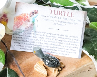 Soapstone Sea Turtle - Spirit Animal Totem Power Gemstone Crystal Stone Statue Home Sculpture Altar Natural Decoration Interior Gift Carving