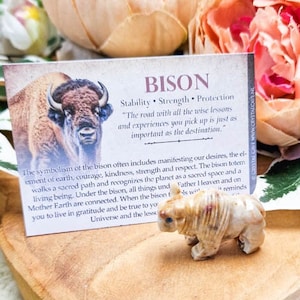 Soapstone Bison - Spirit Animal Totem Power Gemstone Crystal Stone Statue Home Sculpture Altar Natural  Interior Gift Carving Peru Buffalo