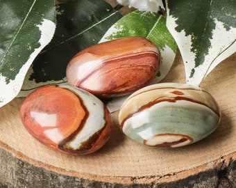 Polychrome Jasper Pocket Stone - Palm Stone - Hand Stone Cabochon Natural Polished Crystal Gemstone Flat Disk Tumbled Healing Worry Rock