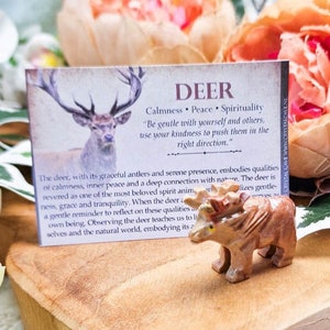 Soapstone Deer - Spirit Animal Totem Power Gemstone Crystal Stone Statue Sculpture Altar Natural Decoration Interior Gift Carving Peru Stag