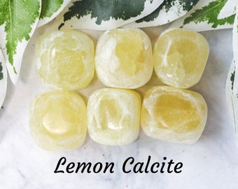 Lemon Calcite Crystal - Tumbled Stone - Polished Stone - Gemstone / Positivity • Energy • Relaxation / Yellow Golden Solar Plexus Chakra