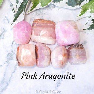 Pink Aragonite Crystal - Tumbled Stone Polished Gemstone / Compassion Love Spirituality / Smooth Pebble Round Pebble Tuff Tchazar Pakistan