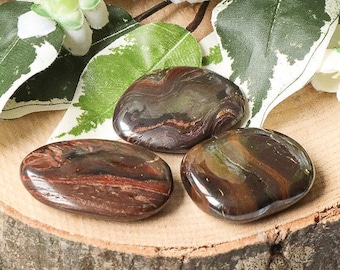 Tiger Iron Mugglestone Pocket Stone - Palm Stone Hand Cabochon Natural Polished Crystal Gemstone Flat Cuddle Tumbled Healing Worry Rock Slab