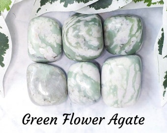 Green Flower Agate Crystal Tumbled Stone Polished Gemstone / Personal Growth Success Healing / Intention Heart Chakra Gift Witch Madagascar