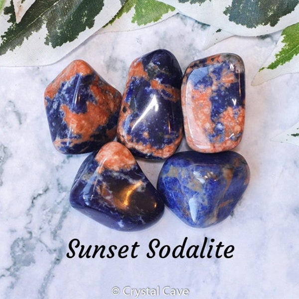 Sunset Sodalite Crystal - Tumbled Stone Polished Gemstone / Harmony • Life Path / Africa Smooth Rock Gem Mineral Decoration Namibia Sunstone