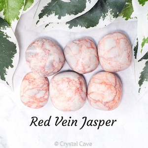 Red Vein Jasper Crystal - Tumbled Stone - Polished Stone - Gemstone / Collaboration • Calming • Astral Travel / Smooth Pebble Round Pebble