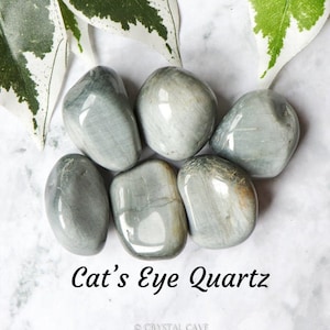 Cat&#39;s Eye Quartz Chrysoberyl Crystal - Tumbled Stone Polished Gemstone / Protection Confidence Luck / Earth Star Chakra Chatoyancy Brazil