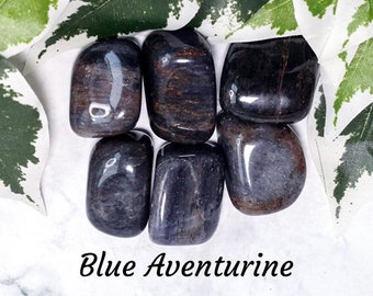 Blue Aventurine Crystal - Tumbled Stone - Polished Stone - Gemstone / Calming • Discipline • Against Addictions / Throat Third Eye Aries