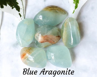 Blue Aragonite Crystal - Tumbled Stone Polished Gemstone / Optimism Communication Purifying / Tumblestone Throat Chakra Lemuria Argentina