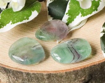 Fluorite Pocket Stone - Palm Stone - Hand Stone Cabochon Natural Polished Crystal Gemstone Flat Tumbled Healing Gem Slab Worry Rock Thumb