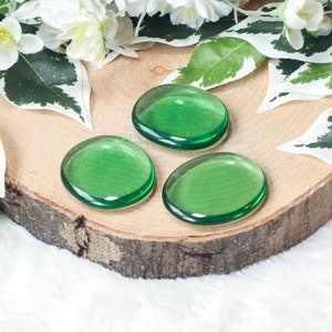 Green Andara Obsidian Pocket Palm Stone - Hand Stone Cabochon Polished Crystal Gemstone Flat Disk Tumbled Healing Worry Thumb Synthetic