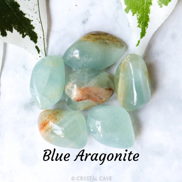 Blue Aragonite Crystal - Tumbled Stone Polished Gemstone / Optimism Communication Purifying / Tumblestone Throat Chakra Lemuria Argentina