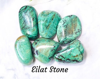 Eilat Stone Crystal - Tumbled Stone Polished Gemstone / Protection Boundaries Communication / Smooth Pebble Round Rock Gem Mineral Azurite