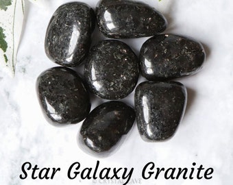 Star Galaxy Granite Crystal - Tumbled Stone Polished Gemstone / Earth Spirituality Coppernite Indian Chinese Nuummite Gabbro Bronzite India