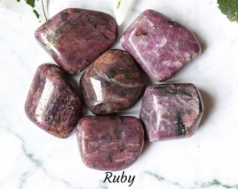 Ruby Crystal - Tumbled Stone Polished Gemstone / Life Force • Vitality • Sensuality / Mineral Zodiac Sagittarius Heart Chakra Red Gem India