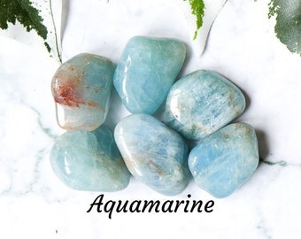 Aquamarine Crystal - Tumbled Stone - Polished Stone - Gemstone / For Soothing • Courage • Communication/ Aquarius Pisces Throat Heart Chakra