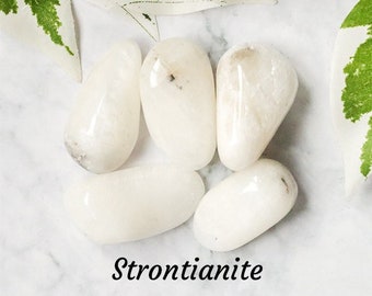 Strontianite Crystal Tumbled Stone Polished Gemstone / Vitality • Confidence • Enthusiasm / Pebble Rock Smooth Round Boulder Gem Mineral