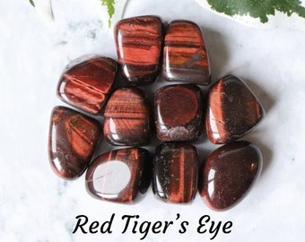 Red Tiger's Eye Ox Eye Crystal Tumbled Stone Polished Gemstone / Strength Courage Self-confidence / Gemini Root Sacral Chakra South Africa