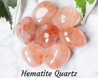 Hematite Quartz Crystal - Tumbled Stone Polished Gemstone / Self-Love Stability Support / Intention Ethically Sourced Hematoid Madagaskar