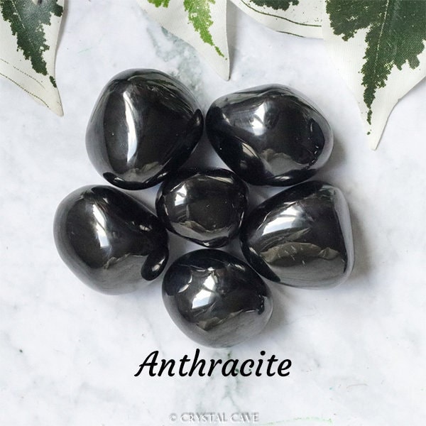 Anthracite Crystal Tumbled Stone Polished Gemstone / Letting Go • Breaking Through • New Beginnings /  Pebble Rock Smooth Round Boulder Gem