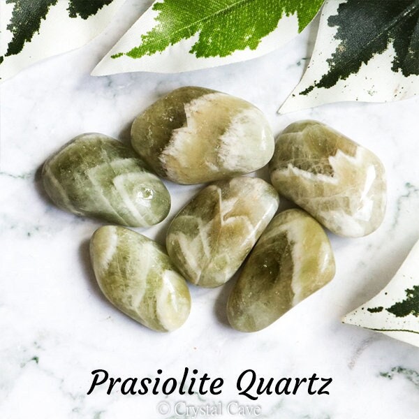Prasiolite Quartz Green Amethyst Crystal - Tumbled Stone Polished Gemstone / Connections Spirituality Amplifying Mineral Tumblestone Brazil