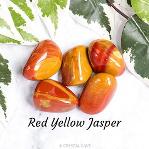 Red Yellow Jasper Crystal Tumbled Stone Polished Gemstone / Luck Grounding Protection / Smooth Pebble Round New Rock Mineral Freisen Germany
