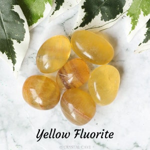 Yellow Fluorite Crystal - Tumbled Stone Polished Gemstone / Positivity • Learning • Collaboration / Intention Solar Plexus Chakra Argentina