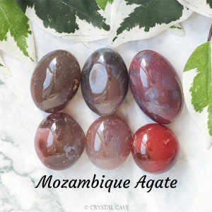 Mozambique Agate Crystal Tumbled Stone Polished Gemstone / Rest • Protection • Balance / Africa Swazi Agate Mineral Smooth Pebble Rock Gem