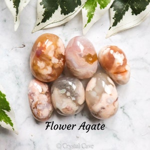 Bloemagaat Flower Agaat Edelsteen - Trommelsteen Knuffelsteen / Persoonlijke Groei Motivatie Passie / Steen Gepolijst Cadeau Madagaskar