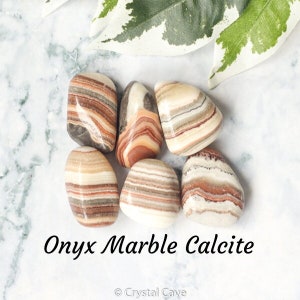 Onyx Marble Calcite Crystal - Tumbled Stone Polished Gemstone Strength Meditation Life Path Tumble Smooth Pebble Rare Specimen Unique Africa
