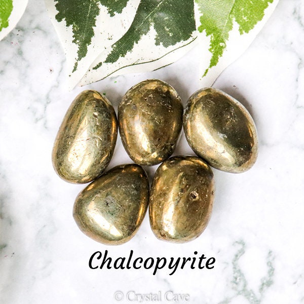 Chalcopyrite Crystal - Tumbled Stone Polished Gemstone / Removes Blockages Awareness Self-Confidence / Intention Apache Gold Pyrite Peru