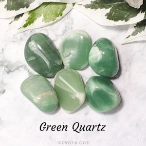 Green Quartz Crystal - Tumbled Stone - Polished Stone - Gemstone / Healing • Success • Creativity / Smooth Pebble Round Rock Boulder Stone
