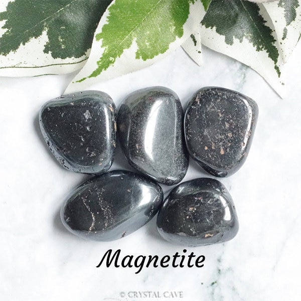 Magnetite Crystal - Tumbled Stone Polished Gemstone / For Grounding • Magnetism • Decisiveness / Pebble Boulder Rock Smooth Magnet Mexico