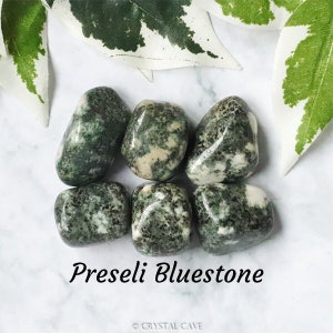 Preseli Bluestone Crystal Tumbled Stone Polished Gemstone / True Self Insight Spirituality Smooth Pebble Round Gem Mineral Stonehenge Wales