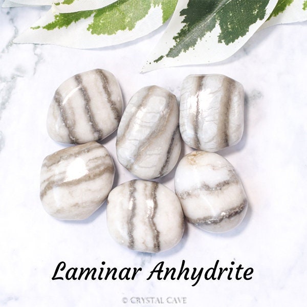 Laminar Anhydrite Crystal - Tumbled Stone Polished Gemstone / Acceptance Spirituality Patience / White Smooth Rock Gem Mineral Harz Germany