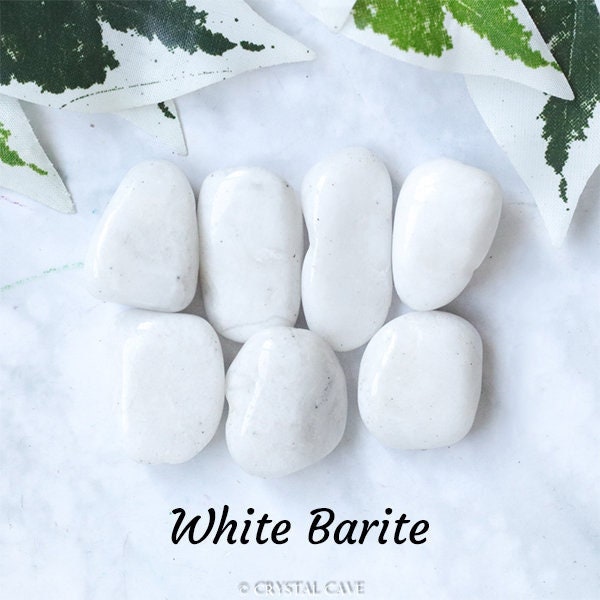 White Barite Crystal - Tumbled Stone - Polished Stone - Gemstone / Intuition Loyalty Cleansing / Smooth Pebble Round Boulder Pebble Baryte