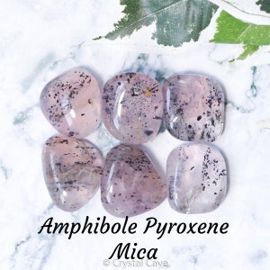 Amphibole Quartz Pyroxene Mica Crystal - Tumbled Stone Polished Gemstone / High Vibration • Protection • Clarity / Smooth Rock Africa Stone