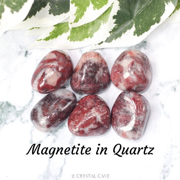 Magnetite in Quartz Crystal - Tumbled Stone Polished Gemstone / For Grounding • Magnetism • Decisiveness / Pebble Boulder Rock Smooth Round