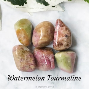Watermelon Tourmaline Crystal Tumbled Stone Polished Gemstone / Abundance Happiness Love / Mineral Smooth Pebble Rock Gem Angola Africa