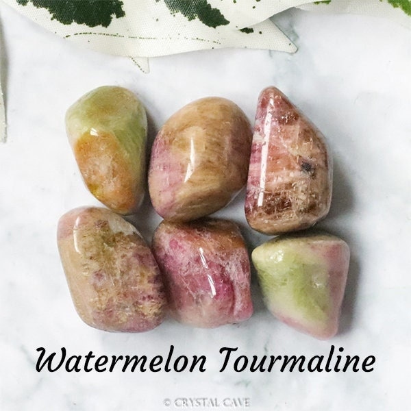 Watermelon Tourmaline Crystal Tumbled Stone Polished Gemstone / Abundance Happiness Love / Mineral Smooth Pebble Rock Gem Angola Africa