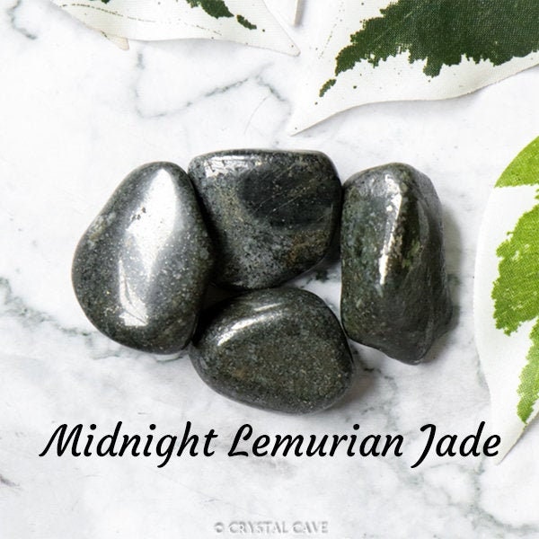 Midnight Lemurian Jade Crystal - Jadeite Tumbled Stone - Polished Stone - Gemstone / Femininity Nature Evolution / Black Jadeite Pebble